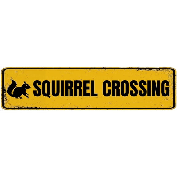 Metal Tin Sign Squirrel Crossing Vintage Signs Retro Tin Signs Aluminum Sign for Bedroom Kitchen Garden Wall Bab Club Coffee Hanging Sign Home Decor 4"x16"