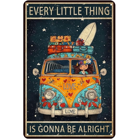 Metal Tin Sign Surf Car Vintage Beach Camper Boho Inspirational Wall Art Decor for Living Room Bedroom Office Garden Hotel Cafe Pub Shop Decor Plaque 12x8 Inch