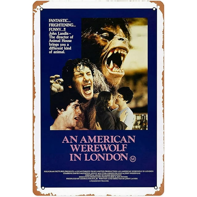 Metal Tin Sign Vintage American Werewolf London Horror Movie Retro Home