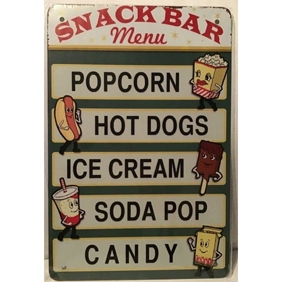 Metal Tin Sign Vintage Art Decoration Snack Bar Menu for Cofe Home Kitchen Farm Office Bar Restaurant Dorm Club or Garage 12" X 8"