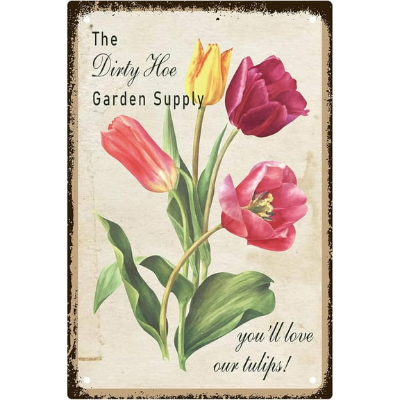 Metal Tin Sign Vintage Flowers Hanging Wall Art Decor Retro Funny Painting Plate Plaques with Quotes for Garden Home Bedroom Living Room Farmhouse Garden