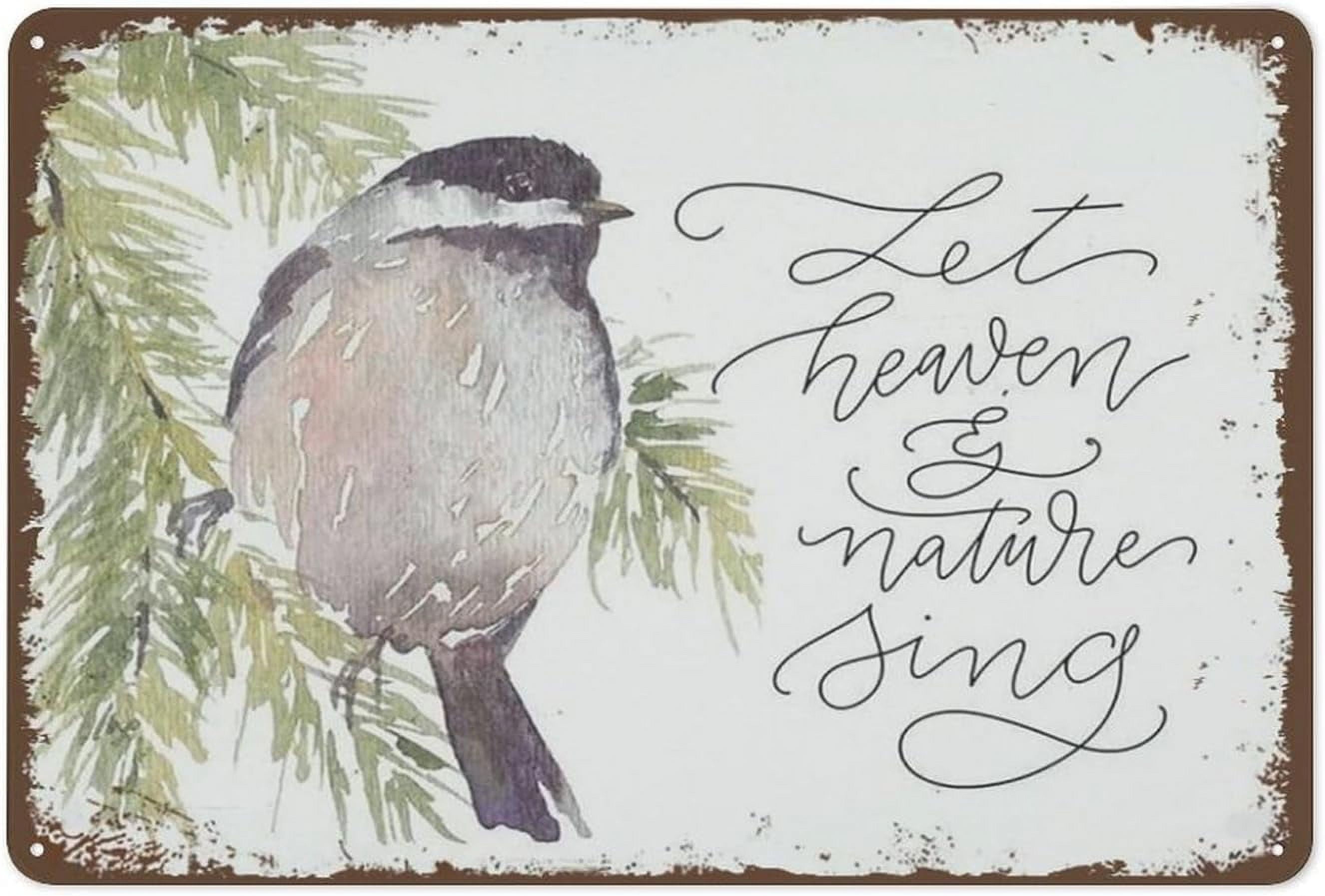 Vintage Chickadee Bird Tin Sign - 5.5x8 Inch Wildlife Wall Decor, Metal Retro Sign