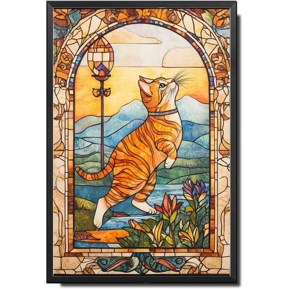 Metal Tin Sign Vintage Wall Art Decorative Gift Exotic Cat Garden Dash Glass Style Artwork for Home Office Garage Wall Garden Tin Signs for Home Decor 8x12 Inch