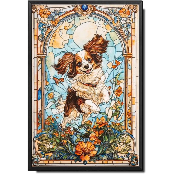 Metal Tin Sign Vintage Wall Art Decorative Gift Papillon Dog Garden Dash Artwork for Living Room Bar Cafe Easy Install Garden Sign for Garden 8x12 Inch