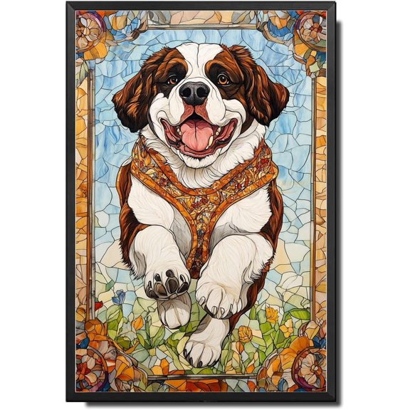Metal Tin Sign Vintage Wall Art Decorative Gift Saint Bernard Garden Dash Artwork for Home Office Garage Wall Easy Install Outhouse Wall Decor for Yard 8x12 Inch