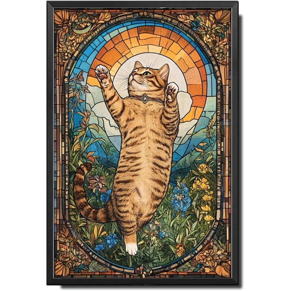 Metal Tin Sign Vintage Wall Art Decorative Gift Scottish Fold Cat Garden Dash Glass Style Artwork for Living Room Bar Garage Greenhouse Decor for Patio 8x12 Inch
