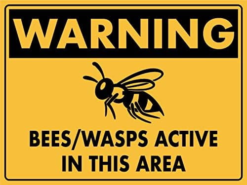 Insects Signange Metal Tin Sign Warning Bees Wasps Active In This Area Sign Caution ...
