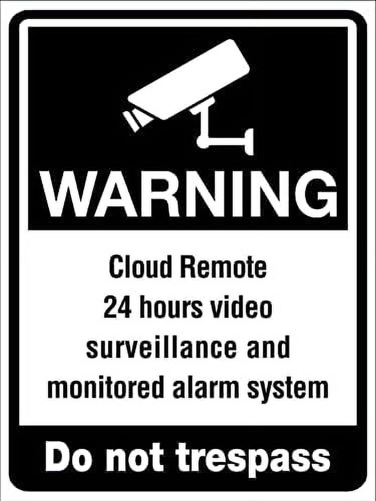 Metal Tin Sign Warning Cloud Remote 24hr Video Surveillance Alarm ...