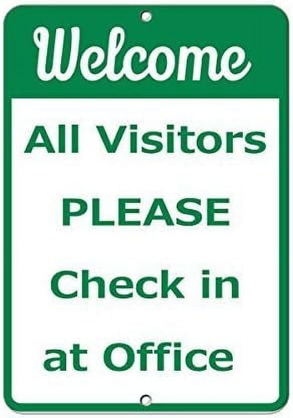 Visitor Check In Sign Metal Tin Sign Weccome All Visitors Please Check in at Office Metal ...
