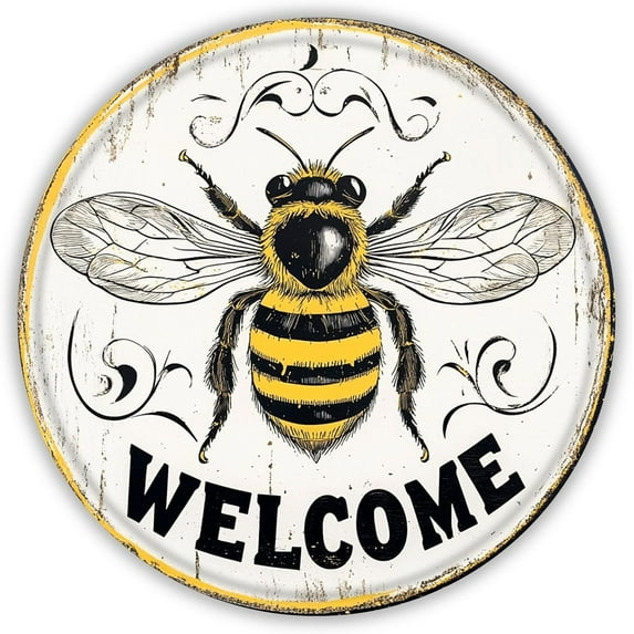 Metal Tin Sign Welcome Bee Vintage Metal Signs Rustic Wall Decor for Home Porch Living Room Greenhouse Farmhouse Yard Garden Indoor Outdoor 12 Inch