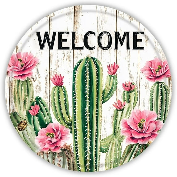 Metal Tin Sign Welcome Cactus Vintage Metal Signs Rustic Wall Decor for Home Porch Living Room Greenhouse Farmhouse Yard Garden Indoor Outdoor 12 Inch