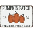 thumbnail image 1 of Metal Tin Sign Welcome to Our Pumpkin Patch Farmhouse Tin Sign Metal Aluminum Sign Vintage Wall Decor Retro Poster for Bars Restaurants Cafes Pubs Home Decoration 12"x16", 1 of 5
