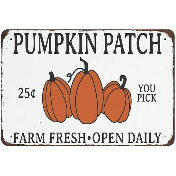 Metal Tin Sign Welcome to Our Pumpkin Patch Farmhouse Tin Sign Metal Aluminum Sign Vintage Wall Decor Retro Poster for Bars Restaurants Cafes Pubs Home Decoration 12"x16"