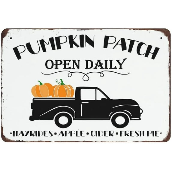 Metal Tin Sign Welcome to Our Pumpkin Patch Farmhouse Tin Sign Metal Aluminum Sign Vintage Wall Decor Retro Poster for Bars Restaurants Cafes Pubs Home Decoration 12"x16"
