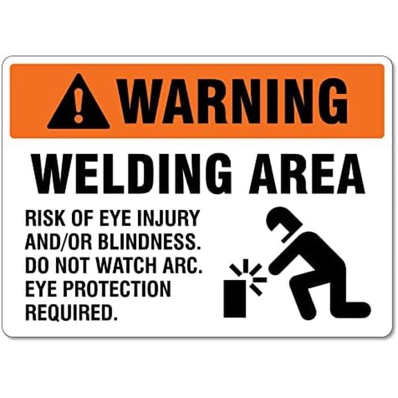 Metal Tin Sign Welding Sign \u2013 Warning Welding Area Welding Signs Traffic and Parking Sign Caution Danger Safety Security Warning Notice Signs Indoor/Outdoor Use 8 X 12 Inch