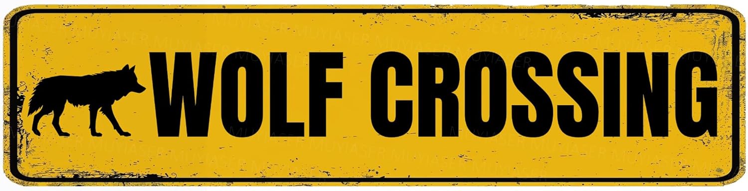 Metal Tin Sign Wolf Crossing Vintage Signs Retro Tin Signs Aluminum ...
