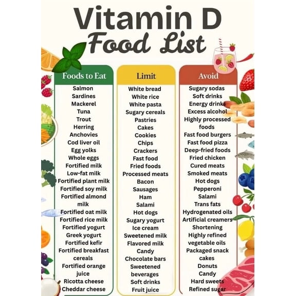 Metal Tin Sign poster 08X12inch(20X30cm) Vitamin D Bone Density Food List Poster, Osteoporosis Diet And Parkinson's Diet Poster, Vitamin D Food List, Foods Rich In Vitamin D, Vitamin D Grocery Poster