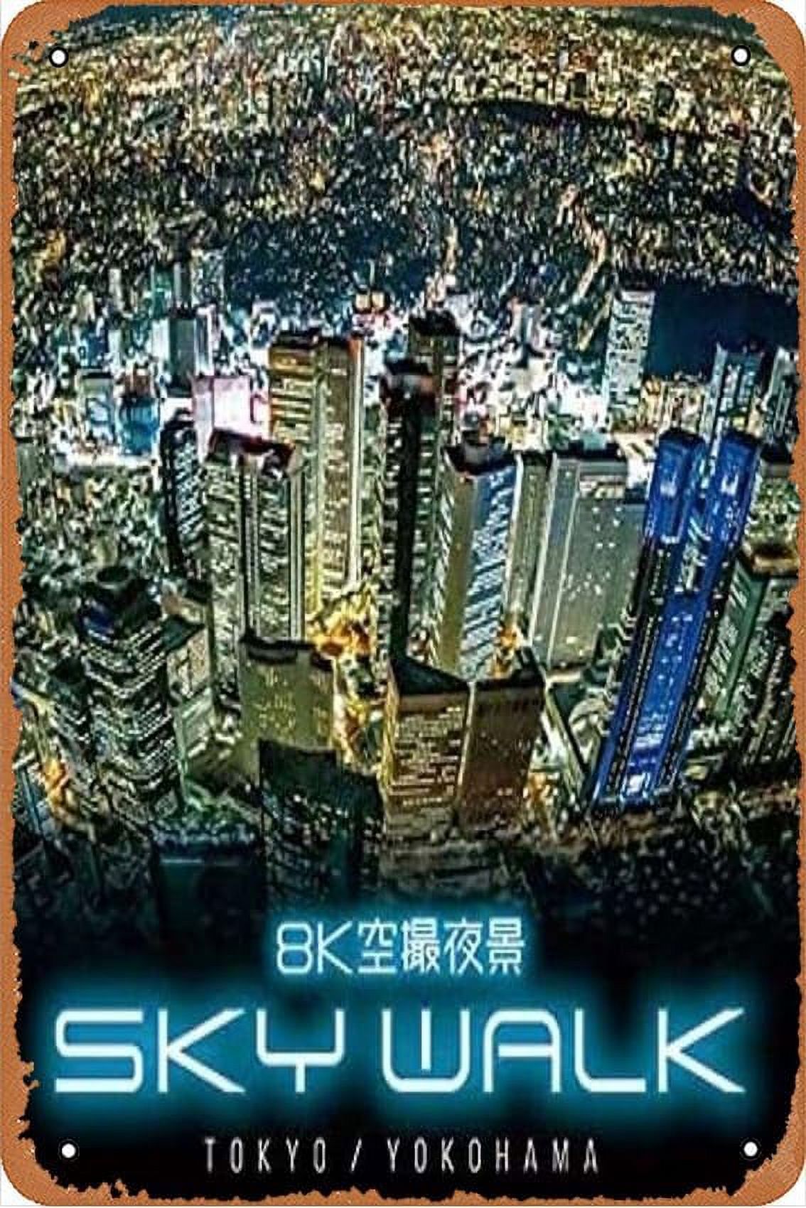 Metal Tin Signs 8K Aerial Night ViewSky Walk Tokyo and Yokohama Film