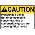 Metal Tin Sign, ANSI CAUTION Pressurized Panel Not To Be Opened If ...