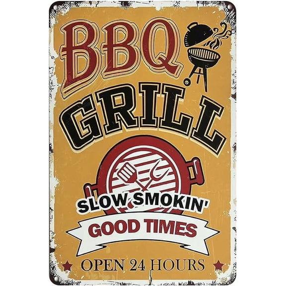 Metal Tin Signs Gift for Home Porch Bar Front Yard Wall Decor Back yard Tiki Bar Hot Tub Poster 8x12 inch (BBQ)