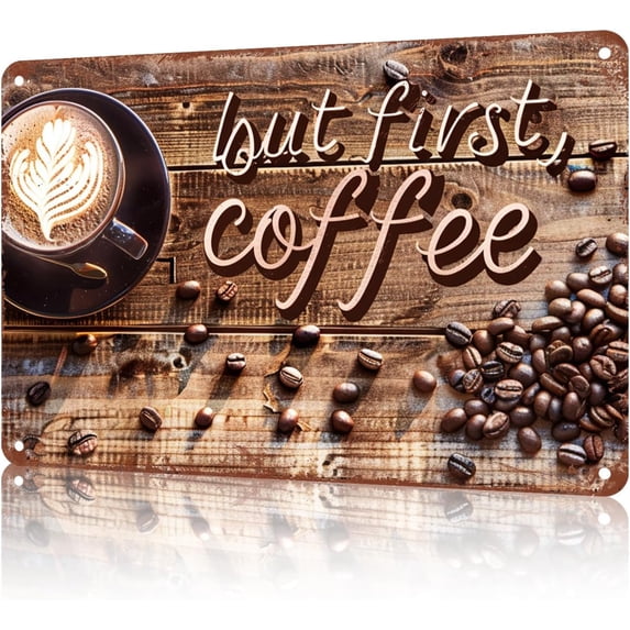 Pay First Signage Metal Tin Signs, But First Coffee, Vintage Retro Aluminum Sign, 8x12 ...
