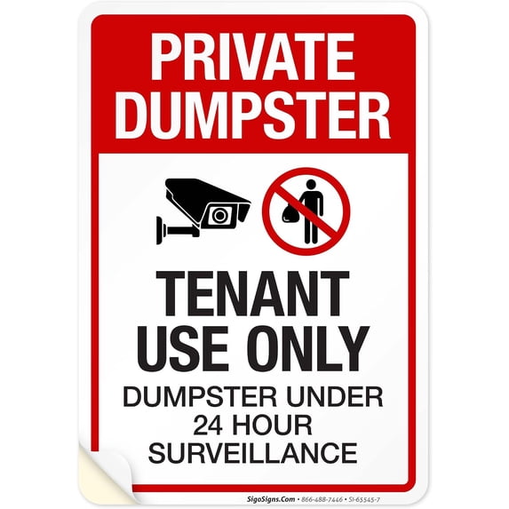 Metal Tin Signs Tenant Use Only Dumpster Under 24 Hour Surveillance ...