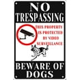 thumbnail image 1 of Metal Tin Signs No Trespassing Sign Beware Of Dog Sign Dog Warning Signs For Fence Guard Dog On Duty Yard Sign This Property Is Protected By Video Surveillance Beware Of Dogs Sign 12×8 Inch, 1 of 5