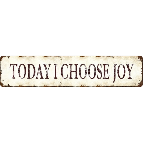 Metal Tin Signs Wall Art - Today I Choose Joy - 16x4 Inch | Inspirational Home Decor, Modern Motivational Sign for Office, Bedroom, Living Room