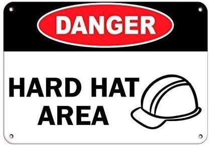 Metal Tin Sign - Danger Hard Hat Area - Warning - 8x12 Inches - Walmart.com