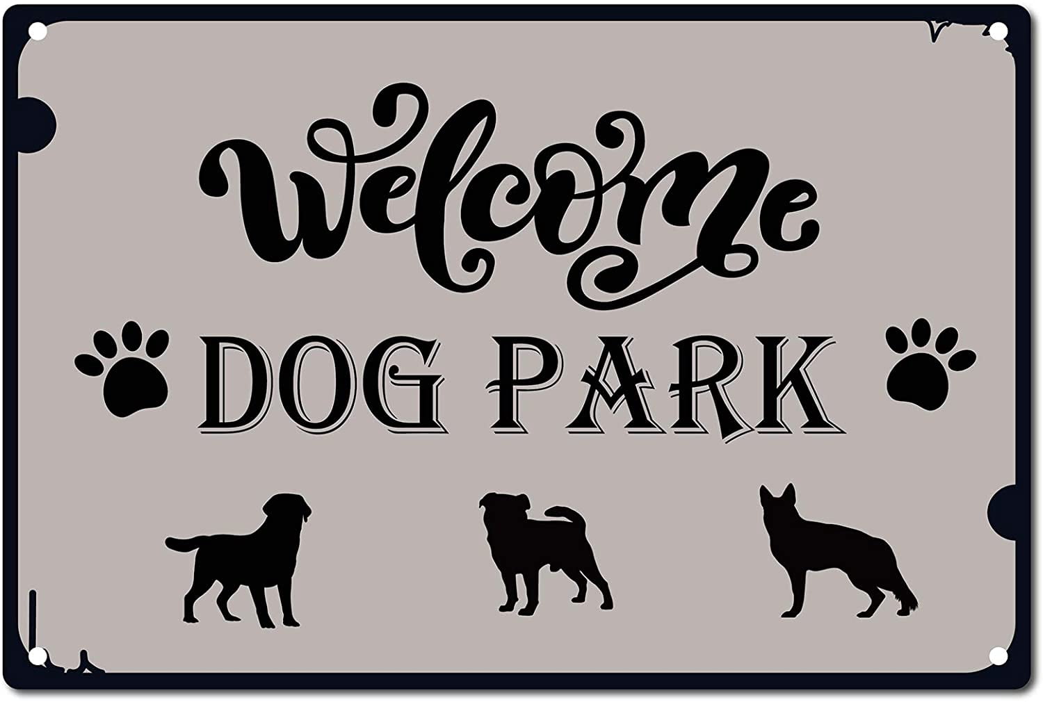Dog Ice Rink Sign Metal Tin Signs Welcome Dog Park Vintage Sign Iron Painting Retro ...