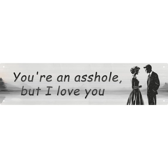 Metal Tin Signs You'Re An Asshole But I Love You Valentine'S Day Gifts Lovers Gifts Door Decorations Proposal Wedding Decorations 4x16 In