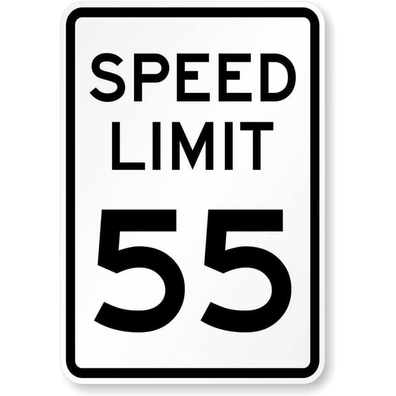 Metal Tin Speed Limit 55 Sign 12 x 8 Inches