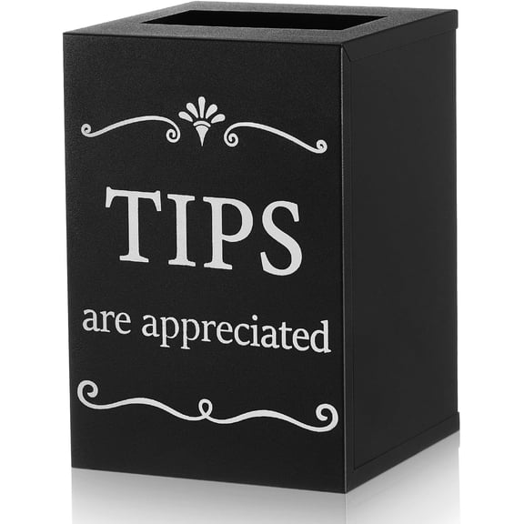 Metal Tip Jar 6 x 6 x 9 Inch Tip Box for Bartender Bars Collection Tip Bucket Suggestion Donation Raffle Cash Coin Money Storage Container for Restaurants Musicians Driver Ballot