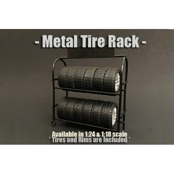 Metal Tire Rack, American Diorama 77530 - 1/24 Scale Accessory for Diecast Cars