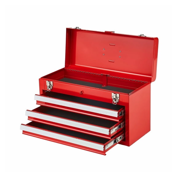 Metal Tool Box 20.5 inch Portable, 3 Drawer Tool Organizer with Auto Lock