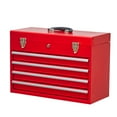 thumbnail image 1 of Metal Tool Box with 4 Drawers Portable Steel Tool Chest with Metal Cylinder Lock and Latch Closure, Liner, Red Powder Coating, Suitable for Garage, Warehouse and Outdoor Repair Job, 1 of 7