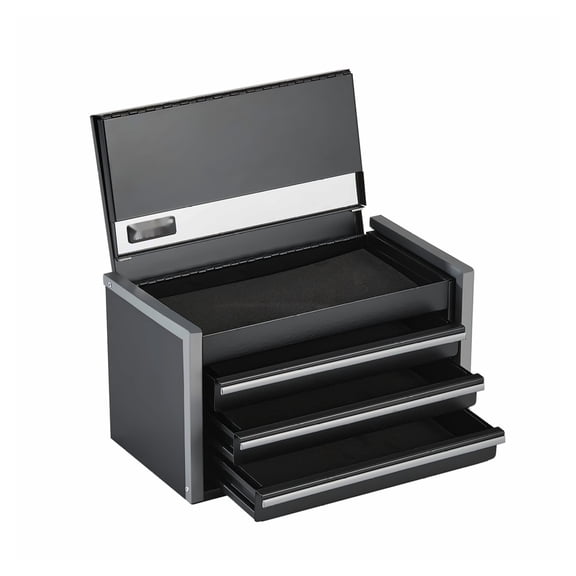 Metal Tool Box 8.6-inch, Portable 3 Drawer Tool Organizer, Steel Toolbox for Small Parts, Black