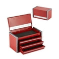 thumbnail image 1 of Metal Tool Box, 8.6-inch, Portable Metal Tool Box with 3 Drawers, Small Tool Chest with EVA Liners and PP Feet Pads, Heavy-Duty Steel With Ball Bearing Opening and Powder Coated Finish, Red, 1 of 24