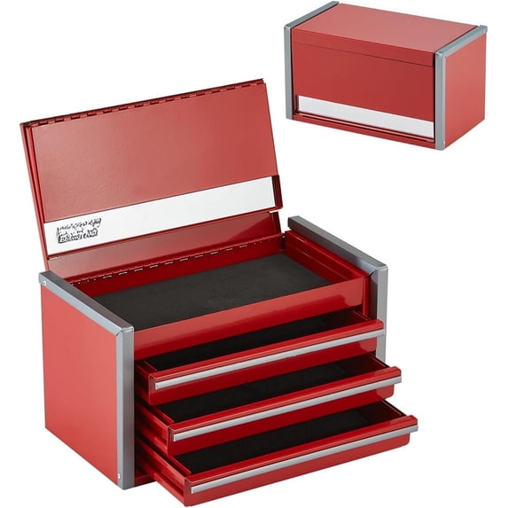 Metal Tool Box, 8.6-inch, Portable Metal Tool Box with 3 Drawers, Small ...