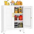 thumbnail image 1 of Metal Tool Storage Cabinet with Doors and Adjustable Shelves, Small Locking Garage Storage Cabinet, White Steel Tool Cabinets with Leveling Feet for Garage, Basement, Office, Utility Room, 1 of 7