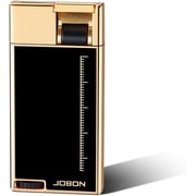 Metal Torch Lighter, Flat Cuboid Polished Windproof Refillable Butane Jet Blue Flame Lighter with Side Slide Starter, Made of Zinc Alloy, Easy to Use for Better Experience Not Include Butane