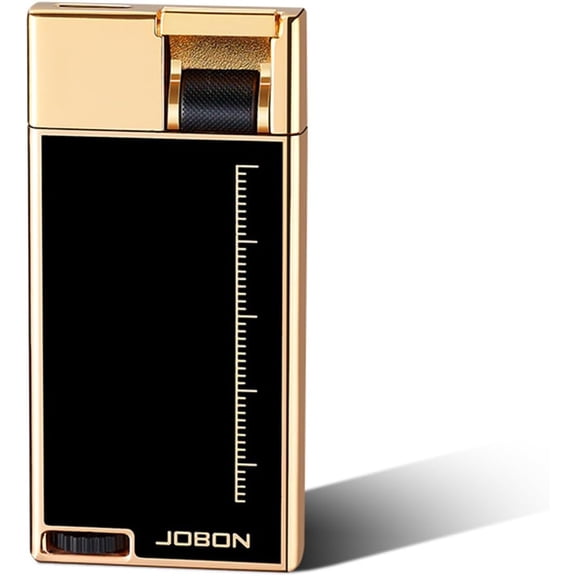Metal Torch Lighter, Flat Cuboid Polished Windproof Refillable Butane Jet Blue Flame Lighter with Side Slide Starter, Made of Zinc Alloy, Easy to Use for Better Experience (Not Include Butane)