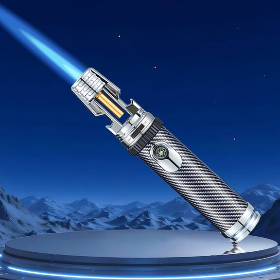 Metal Torch Lighter, Unique Compass Design Windproof Refillable Butane Blue Flame Jet Lighter With Creative Bottle Opener And Press Ignition (No Butane Fuel)