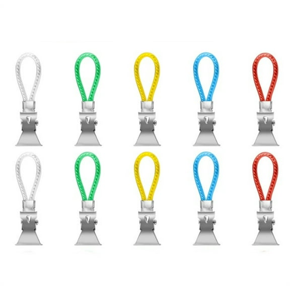 Metal Towel Organize Clip 10 Pcs,5 Colors Tea Towel Clips,Storage Clip with Hanging Loop,Multicolour Kitchen Towel Clips,Small Hook Clips for Bedroom,Bathroom,Cupboard Laundry Storage