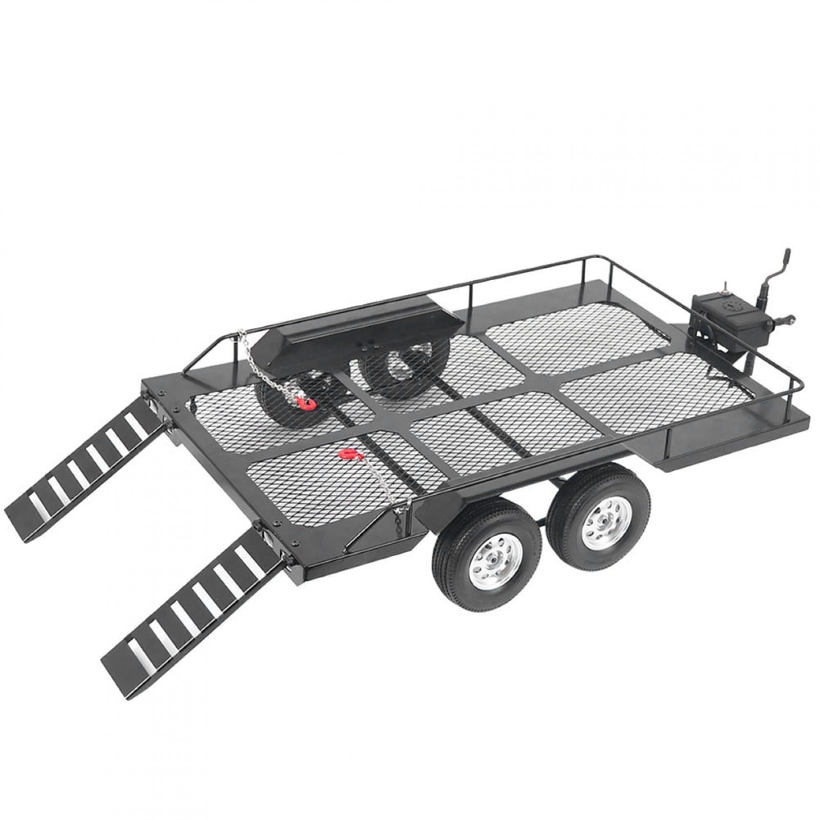 Metal Trail Car Trailer Accessory with Four Tires Fit for RC4WD TRX4 1/