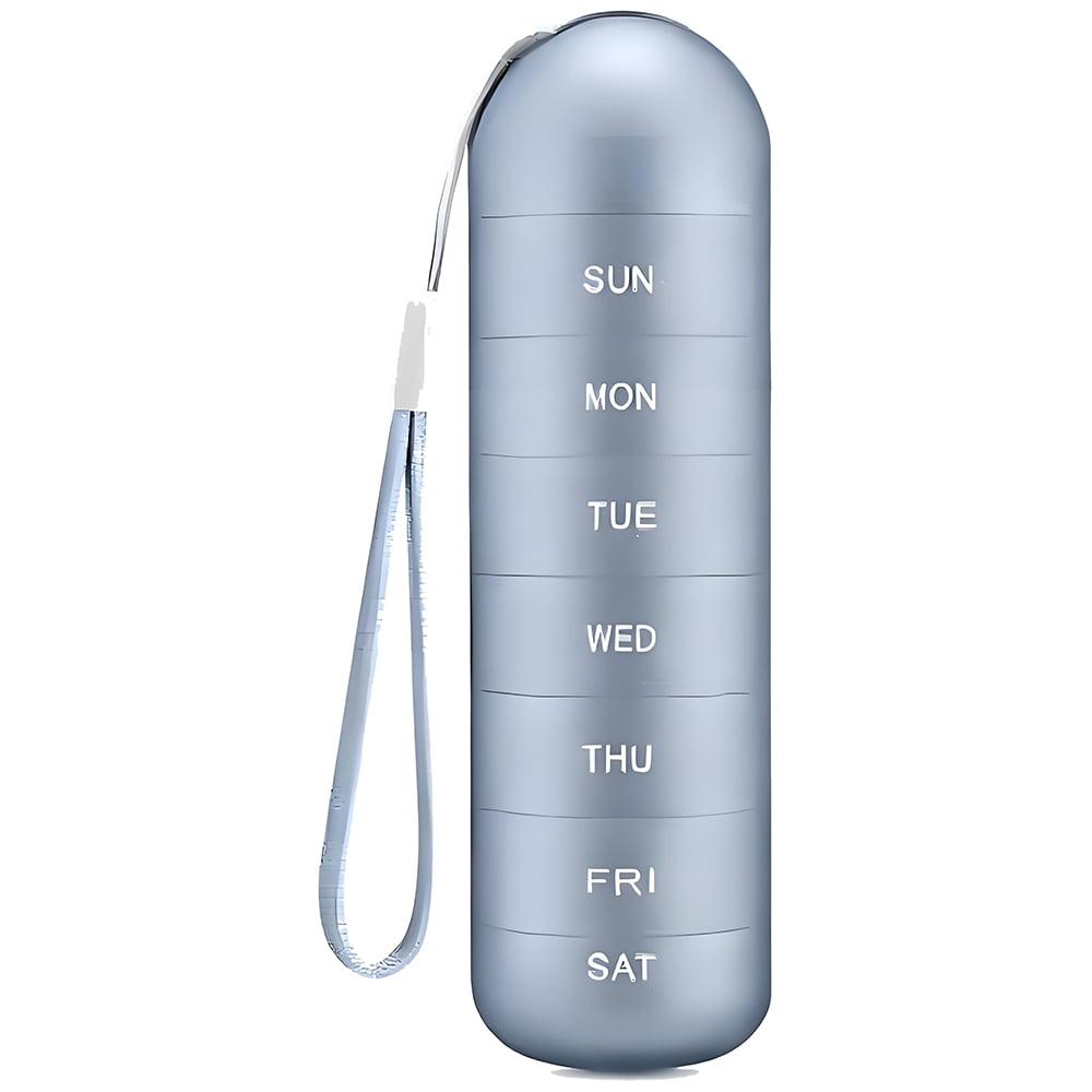 Metal Travel Pill Organizer, Portable Waterproof Weekly Pill Box, Large Aluminum Alloy Pill Case Container, 7 Day Daily Medicine Organizer Holder for Vitamin, Supplement