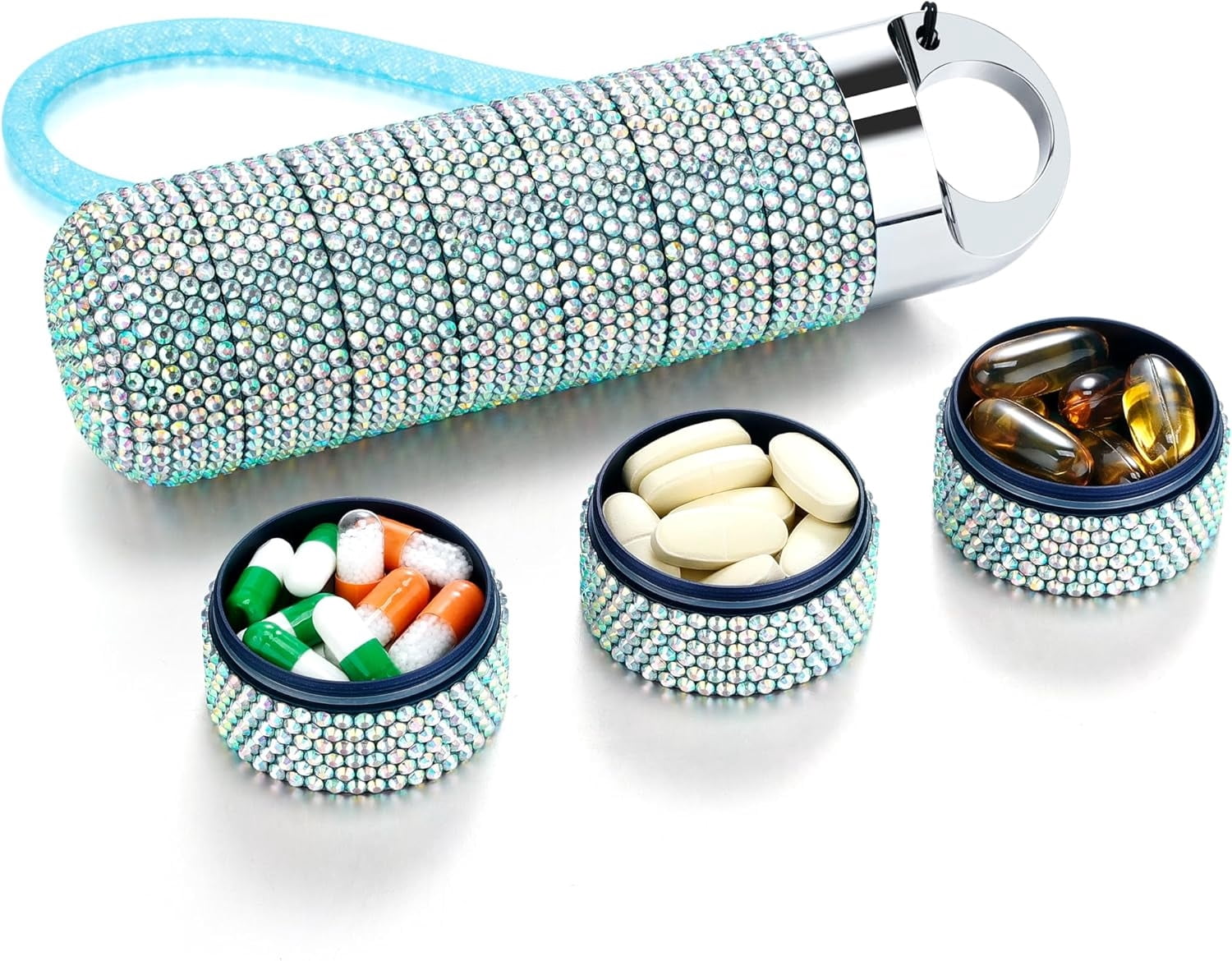 Metal Travel Pill Organizer, Portable Waterproof Weekly Pill Box, Large Aluminum Alloy Pill Case Container, BPA Free 7 Day Daily Medicine Organizer Holder for Vitamin, Fish Oil, Supplement