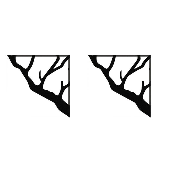 Metal Tree Branch Wall Shelf Brackets Set of 2, Sturdy Black Iron Corner Mount Supports for Floating Shelves, Boho Industrial Decor for Living Room and Entryway