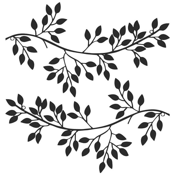 Metal Tree Leaf Wall Decor Vine Olive Branch Leaf Wall Art Wrought Iron Scroll Sculptures for above Door, Living Room, Bathroom, Hallway, Office, Indoor and Outdoor Decoration
