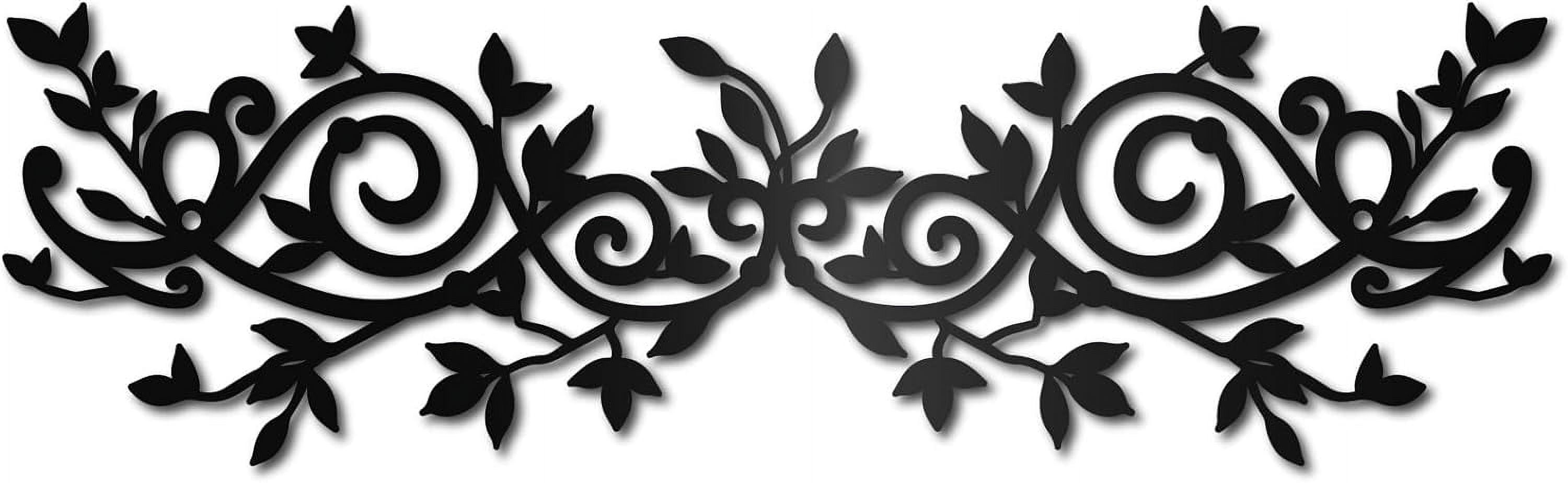 Metal Tree Leaf Wall Decor Vine Olive Branch Wall Art Black Leaf Wrought Iron Scroll Sculptures Wall Art Decor Hanging Rustic Wall Sign for above The Bed Living Room Home 15.7x4.7Inch DIY